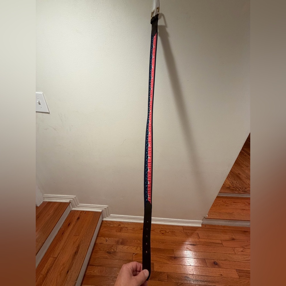 Vineyard Vines Whale Canvas Belt Leather Trim